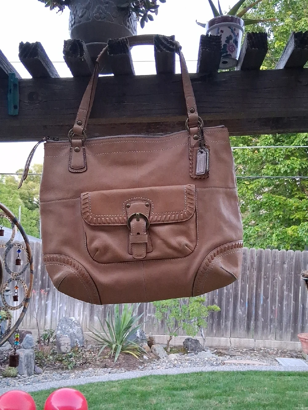 Coach Poppy Whipstitch Natural Leather Hobo Tote October 2011 - Picture 1 of 15